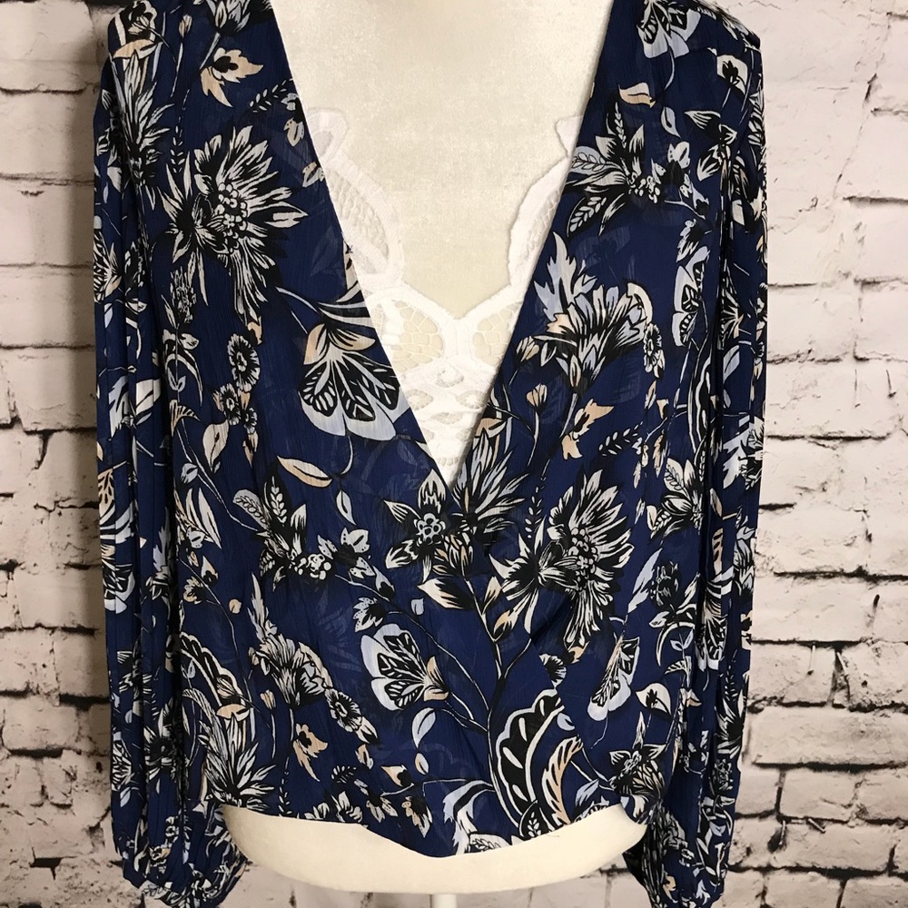 White House Black Market Chiffon Floral Top